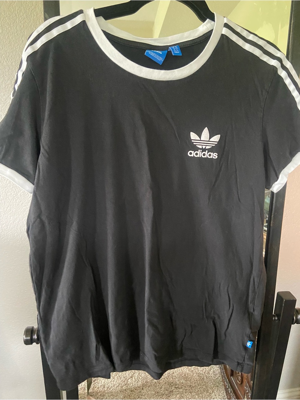 adidas Black Tee with White Trefoil Logo